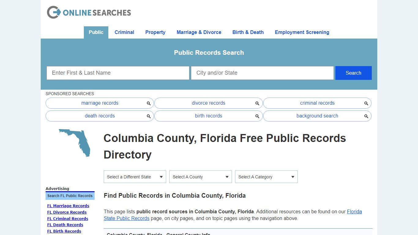 Columbia County, Florida Public Records Directory